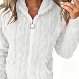 Marie | Sweat zippé à capuche en maille torsadée