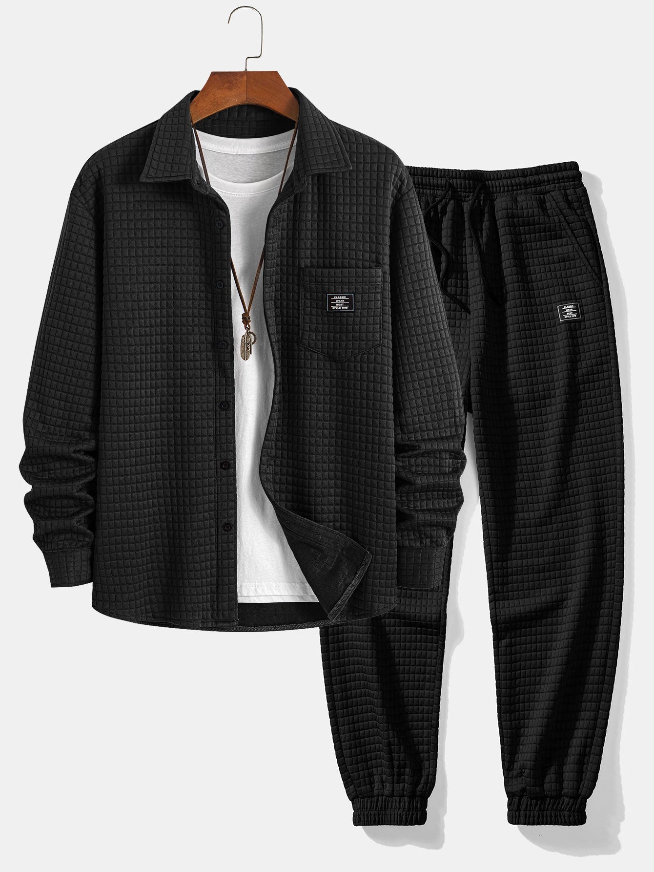 Ensemble — chemise gaufrée & pantalon de jogging