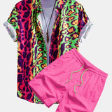 Ensemble — chemise à imprimé léopard coloré & short de bain