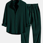 Ensemble Capucine — chemise côtelée à col officier et manches longues coupe ajustée & pantalon côtelé