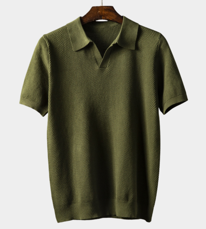 Elijah | Textured knit polo shirt