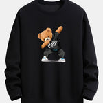 Ensemble — sweat à col rond coupe décontractée à imprimé ours & pantalon de jogging