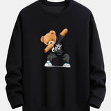 Ensemble — sweat à col rond coupe décontractée à imprimé ours & pantalon de jogging