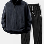 Ensemble — sweat en velours côtelé à col zippé et manches raglan & pantalon en velours côtelé