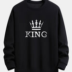 Ensemble — sweat à col rond coupe décontractée à imprimé couronne & pantalon de jogging