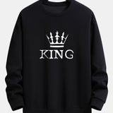 Ensemble — sweat à col rond coupe décontractée à imprimé couronne & pantalon de jogging