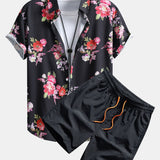 Ensemble — chemise à imprimé floral peint & short de bain mi-long à cordon