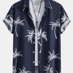 Ensemble — chemise à imprimé palmiers & short à cordon en lin et coton