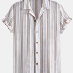 Ensemble — chemise cubaine en maille rayée & short en lin à cordon