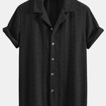 Ensemble — chemise cubaine jacquard à damier floral & pantalon en lin