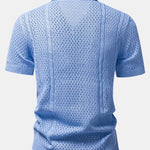 Ensemble — chemise en maille ajourée & pantalon en lin à jambe droite