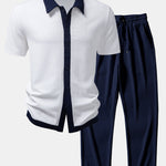 Ensemble Améline — chemise côtelée contrastante & pantalon côtelé à jambe droite