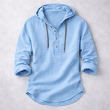 LINEN BLEND HOODIE SHIRT FOR MEN