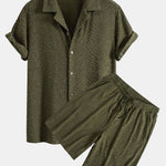 Ensemble — chemise cubaine en éponge à texture animale & short