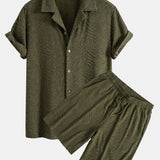 Ensemble — chemise cubaine en éponge à texture animale & short