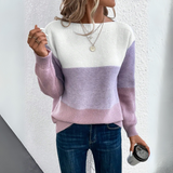 Yvette | Pull patchwork en maille à encolure bateau