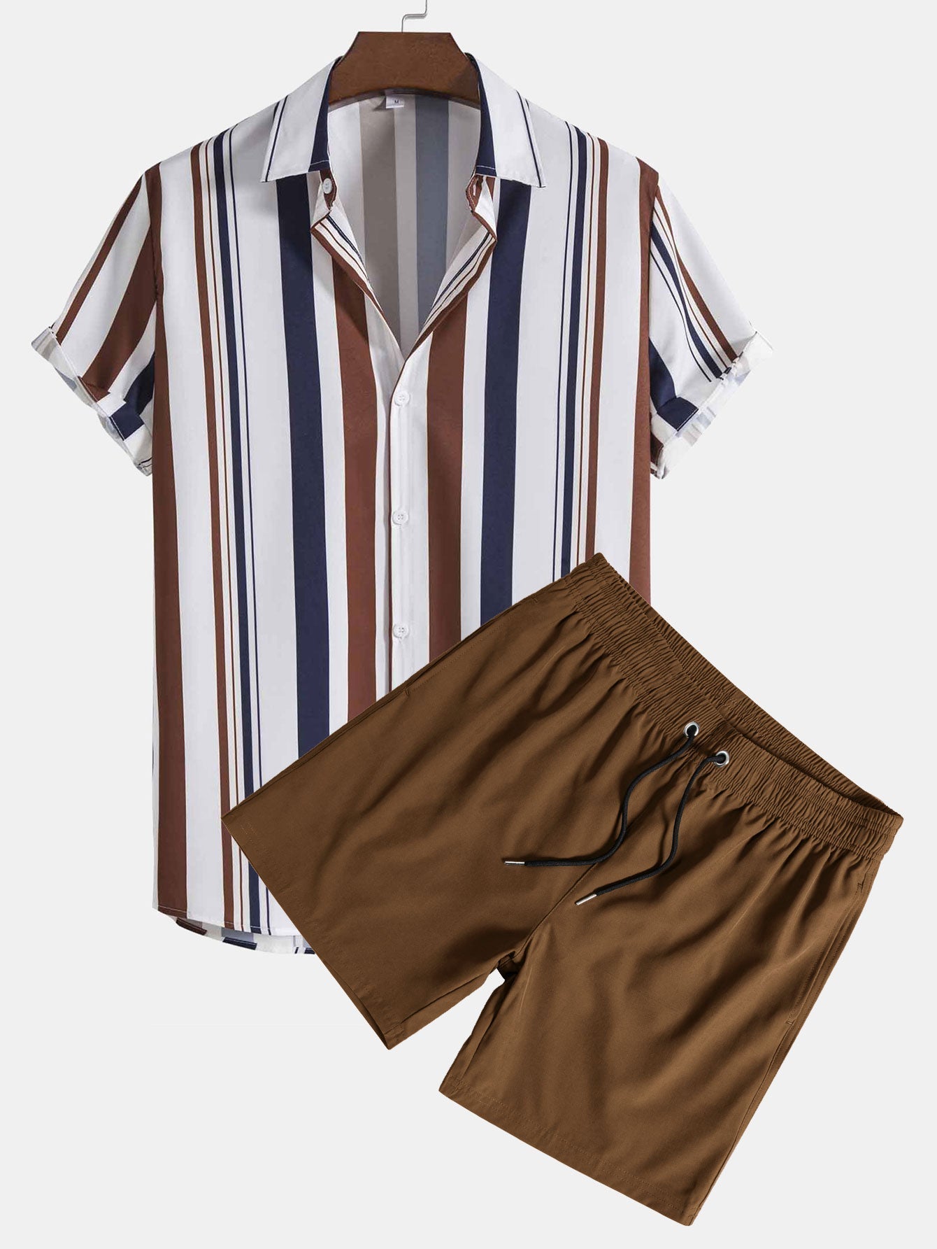 Ensemble Améline — chemise à rayures colorées & short de bain