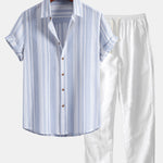 Ensemble Sidonie — chemise en lin rayé & pantalon en lin à jambe droite