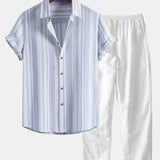 Ensemble Sidonie — chemise en lin rayé & pantalon en lin à jambe droite