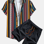 Ensemble Capucine — chemise à imprimé géométrique ethnique & short de bain