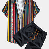 Ensemble Capucine — chemise à imprimé géométrique ethnique & short de bain