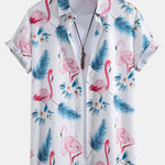 Ensemble — chemise à imprimé flamants roses et feuilles & short de bain