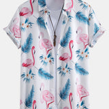 Ensemble — chemise à imprimé flamants roses et feuilles & short de bain