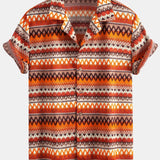 Ensemble — chemise cubaine géométrique & pantalon en lin à jambe droite
