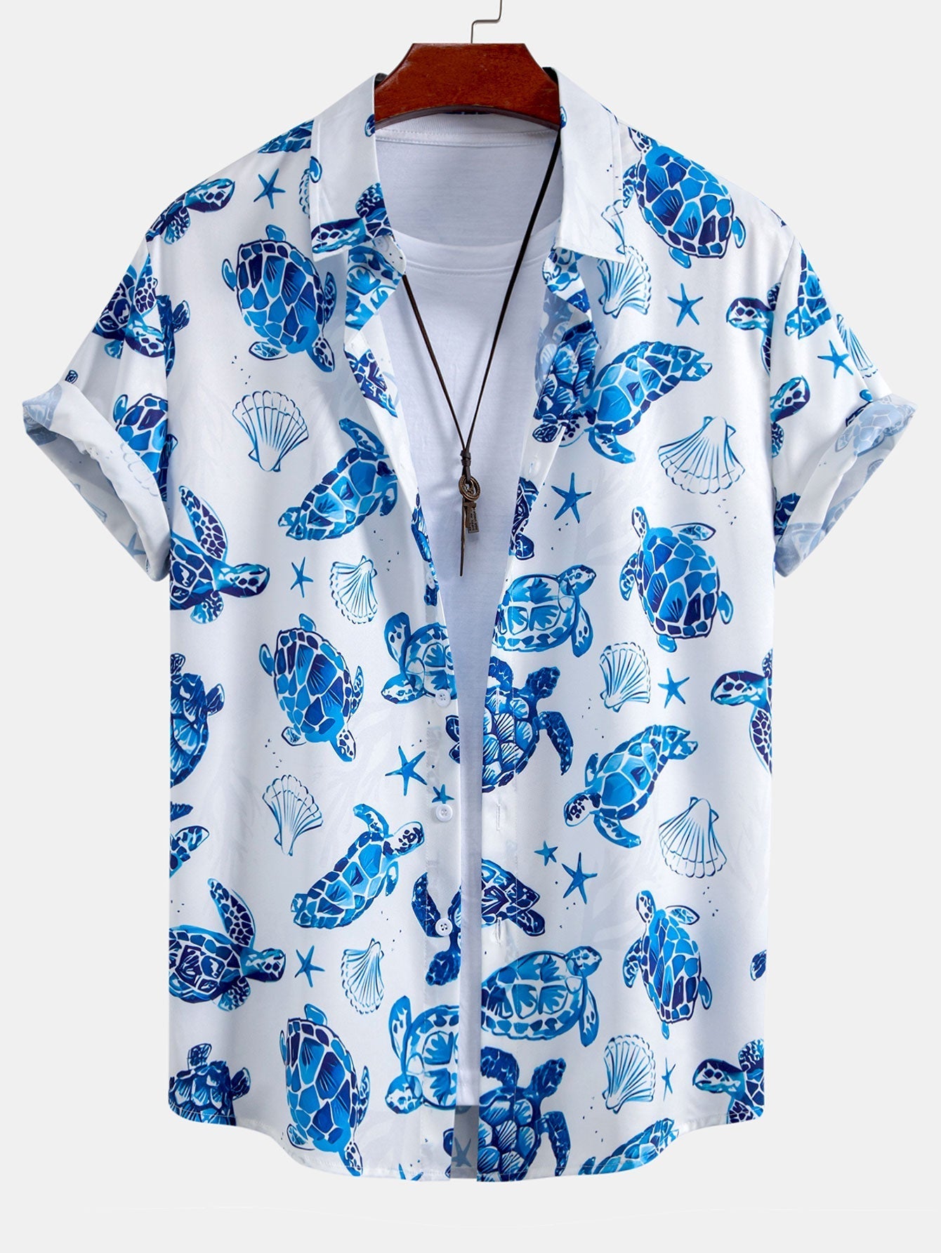 Ensemble — chemise à imprimé tortues & short de bain rayé