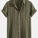Ensemble — chemise jacquard rayée géométrique & pantalon texturé froissé