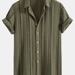 Ensemble — chemise jacquard rayée géométrique & short texturé froissé à cordon