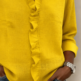 Huguette | Blouse raffinée à col V volanté