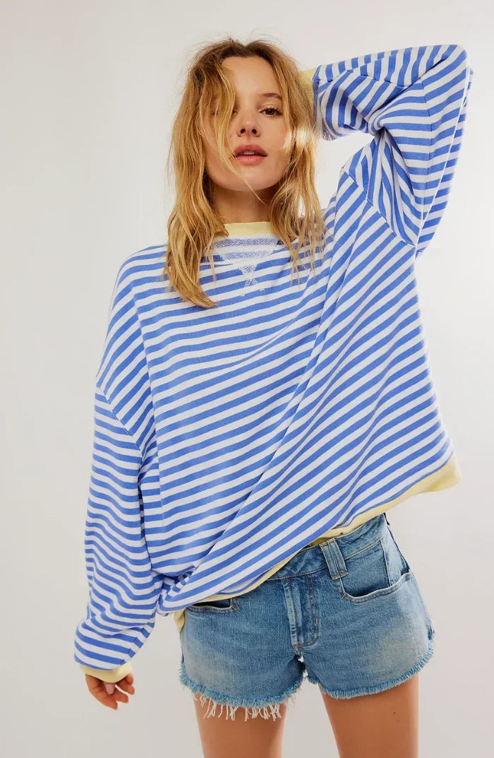 Irène | Sweat à rayures et bords contrastés