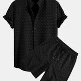 Ensemble — chemise à col officier à damier & short jacquard à damier