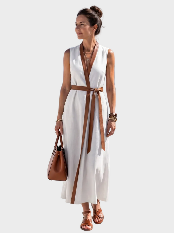 Lidia | Robe midi à détail contrastant
