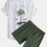 Ensemble — chemise en lin et coton à imprimé palmiers California & short de bain