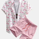 Ensemble Améline — chemise à imprimé flamants roses & short de bain