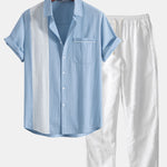 Ensemble — chemise en lin contrastant & pantalon en lin à jambe droite