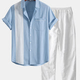 Ensemble — chemise en lin contrastant & pantalon en lin à jambe droite