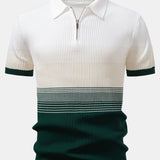 Ensemble — polo en maille rayée dégradée & pantalon fuselé coupe slim