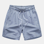 Ensemble — chemise texturée à col officier & short de bain à imprimé rayé