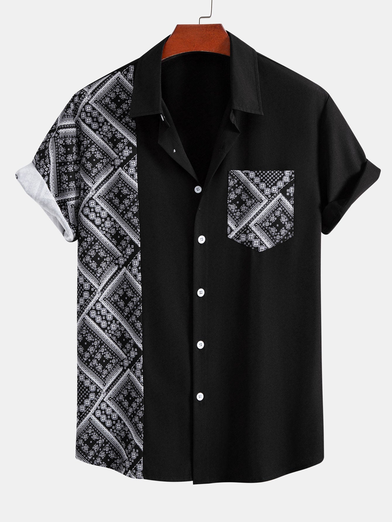 Ensemble Améline — chemise patchwork à imprimé paisley & short de bain