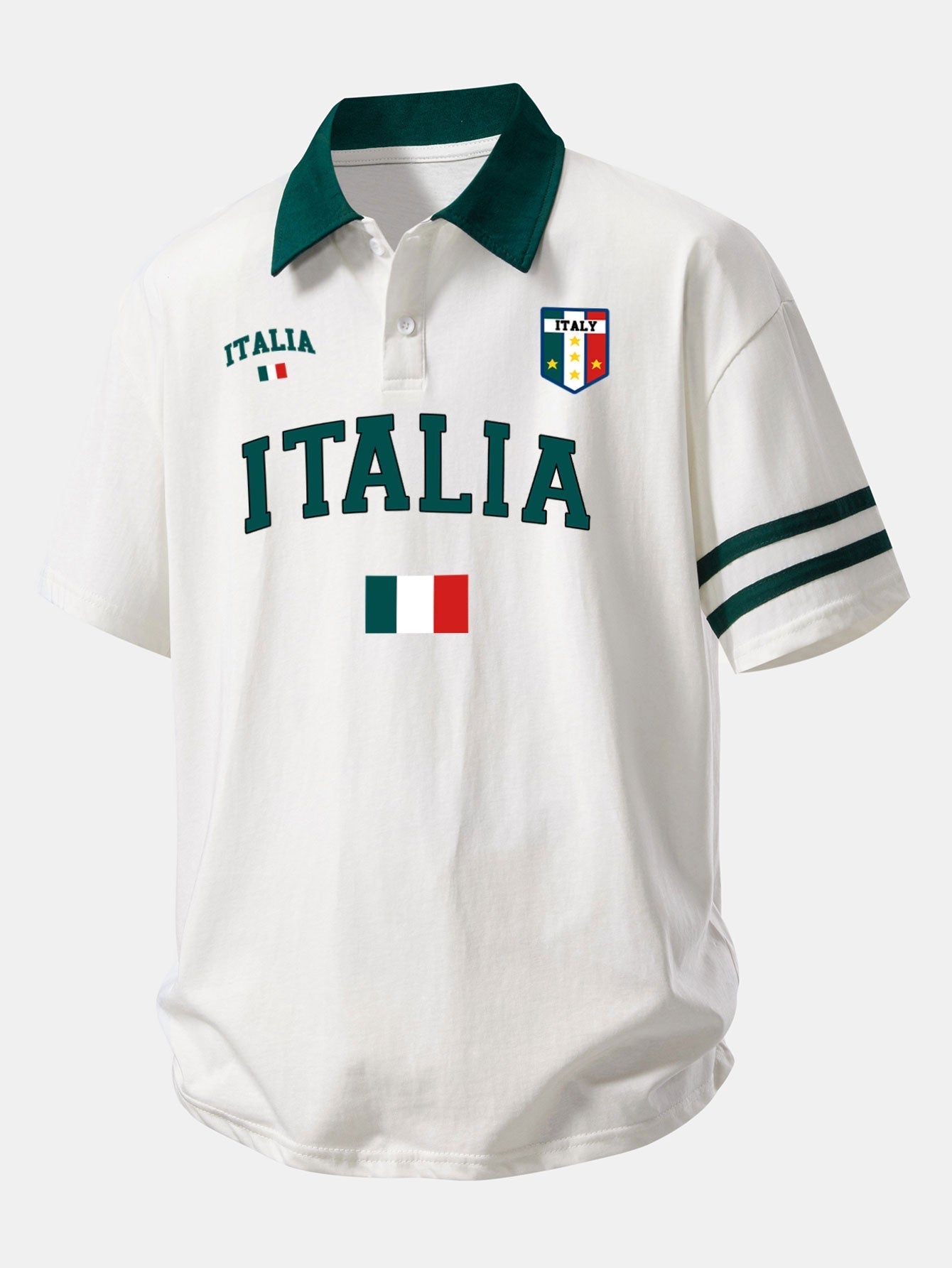 Ensemble — polo à imprimé Italia et col contrastant & short en coton à cordon