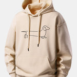 Ensemble — sweat à capuche coupe décontractée à imprimé teckel & pantalon de jogging à plis