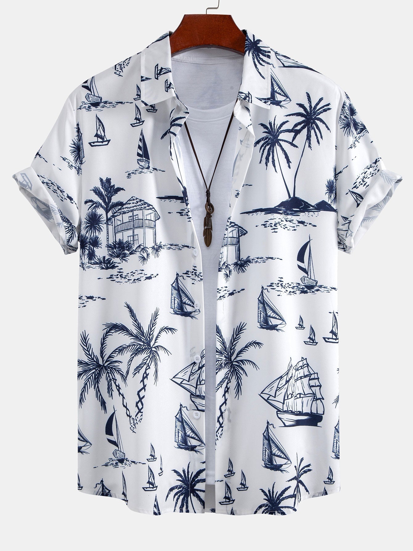 Ensemble — chemise à imprimé nautique & short de bain à imprimé rayé