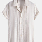 Ensemble — chemise jacquard géométrique à col cubain & short texturé froissé à cordon