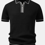 Ensemble — polo gaufré zippé en maille à bordure contrastante & pantalon fuselé coupe slim