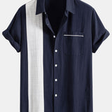 Chemise boutonnée en lin contrastant