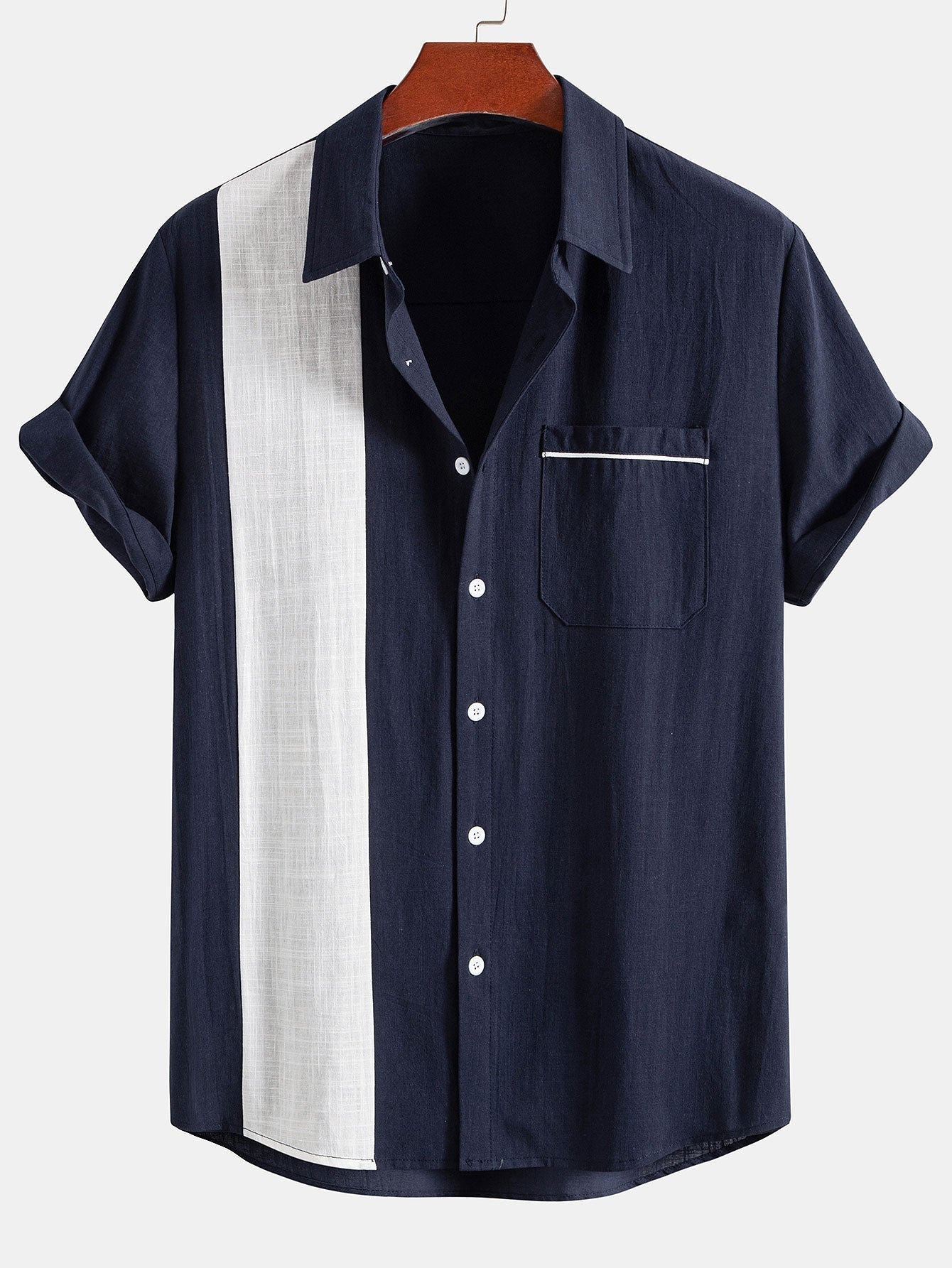 Chemise boutonnée en lin contrastant