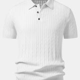 Ensemble — polo en maille jacquard torsadé & pantalon à jambe droite et taille élastique